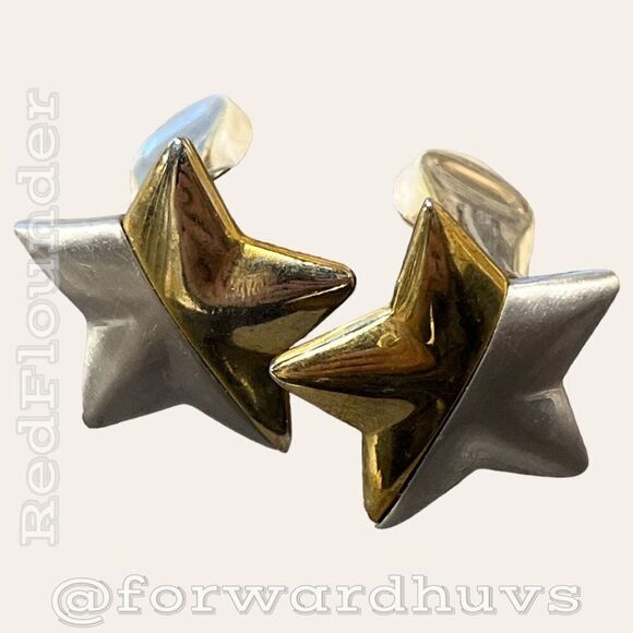 Bundle Sale 3 for $15 | Two-Tone Star Shaped Clip-On Earrings - Picture 3 of 9